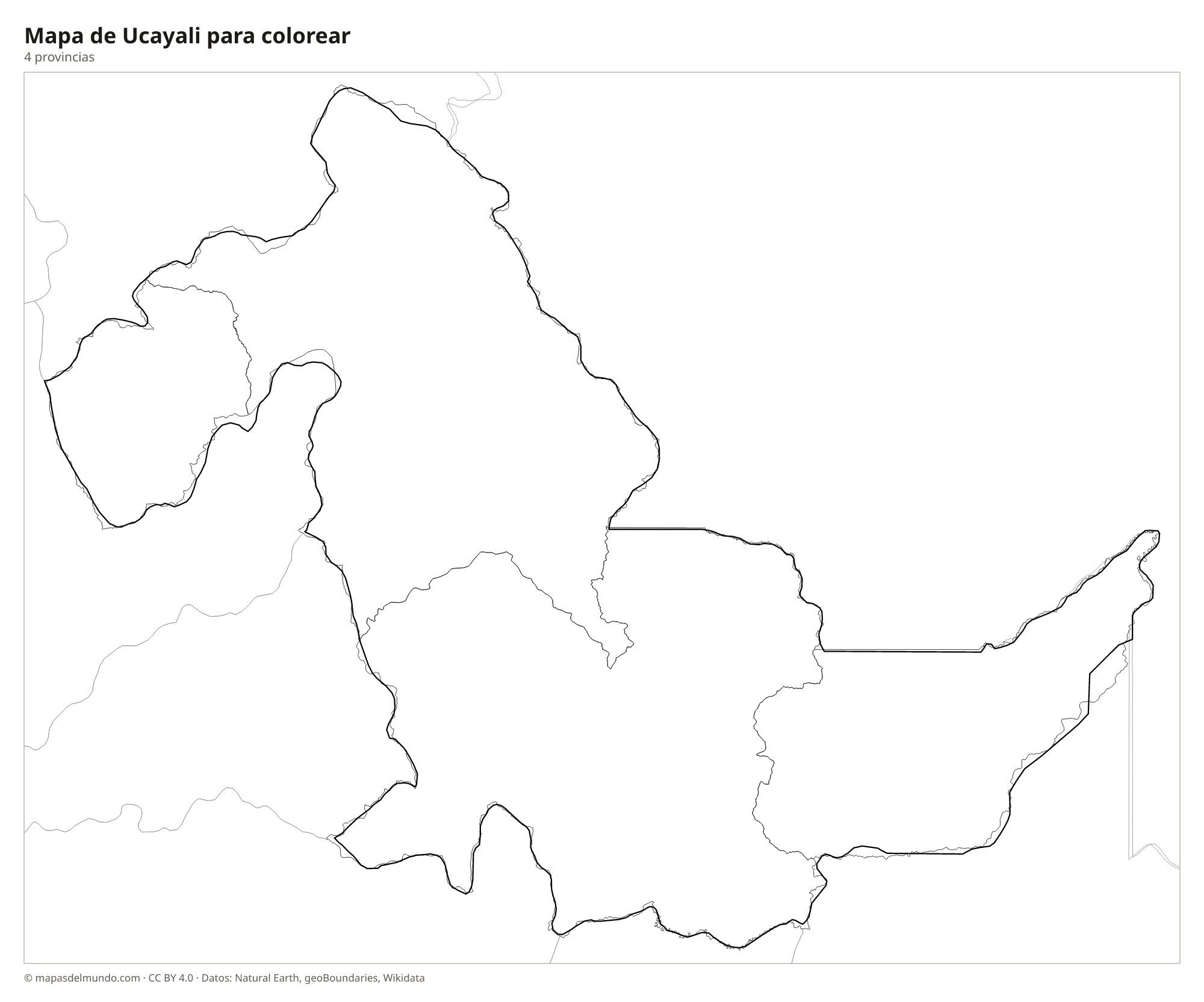Mapa de Ucayali para colorear