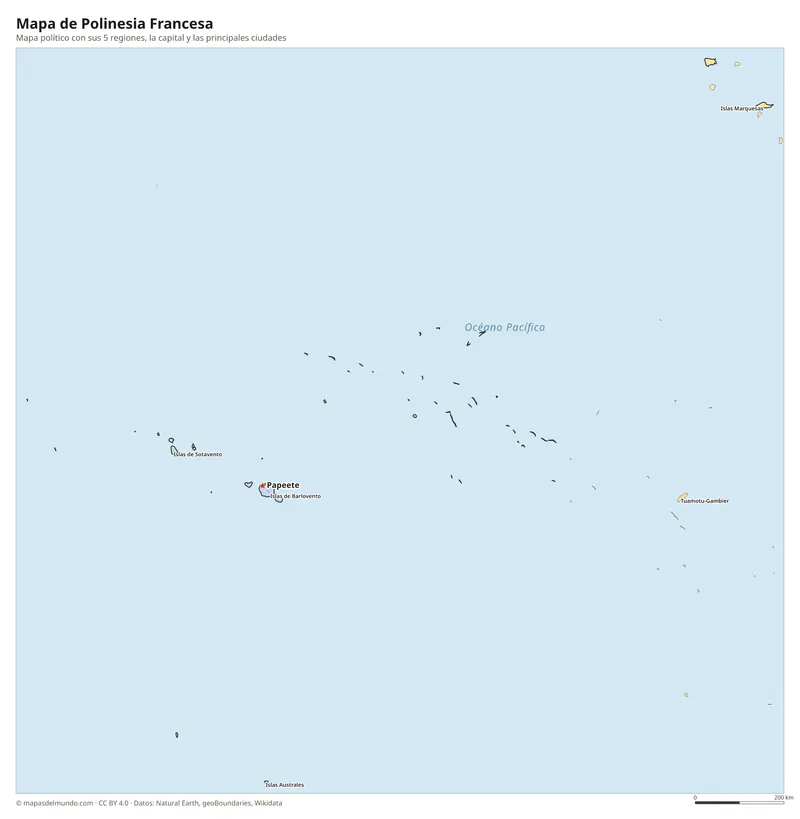 Mapa de Polinesia Francesa