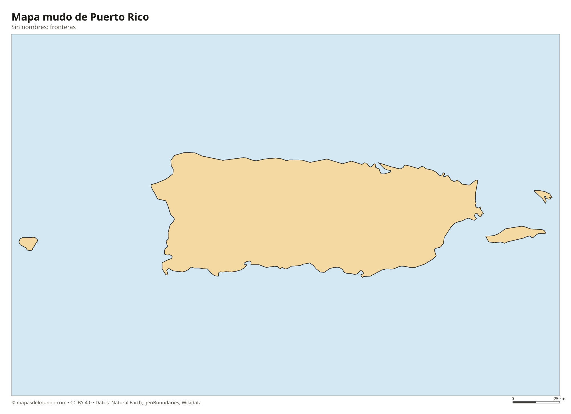 Mapa mudo de Puerto Rico sin nombres