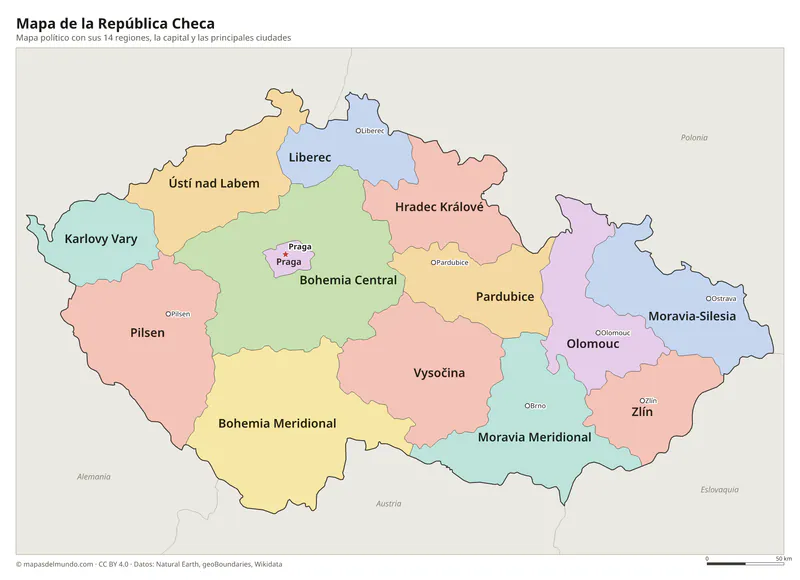 Mapa de la República Checa
