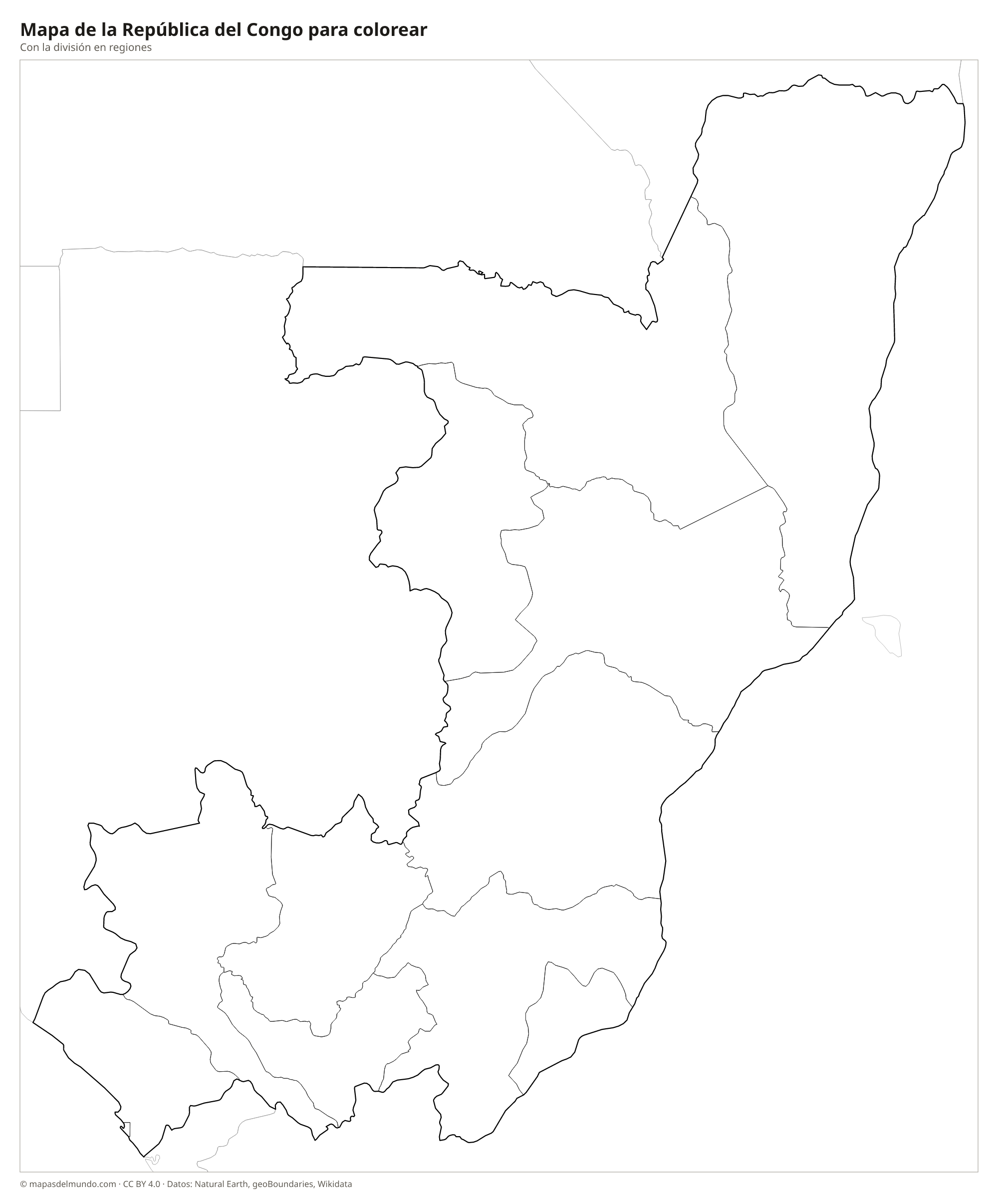 Mapa de la República del Congo para colorear