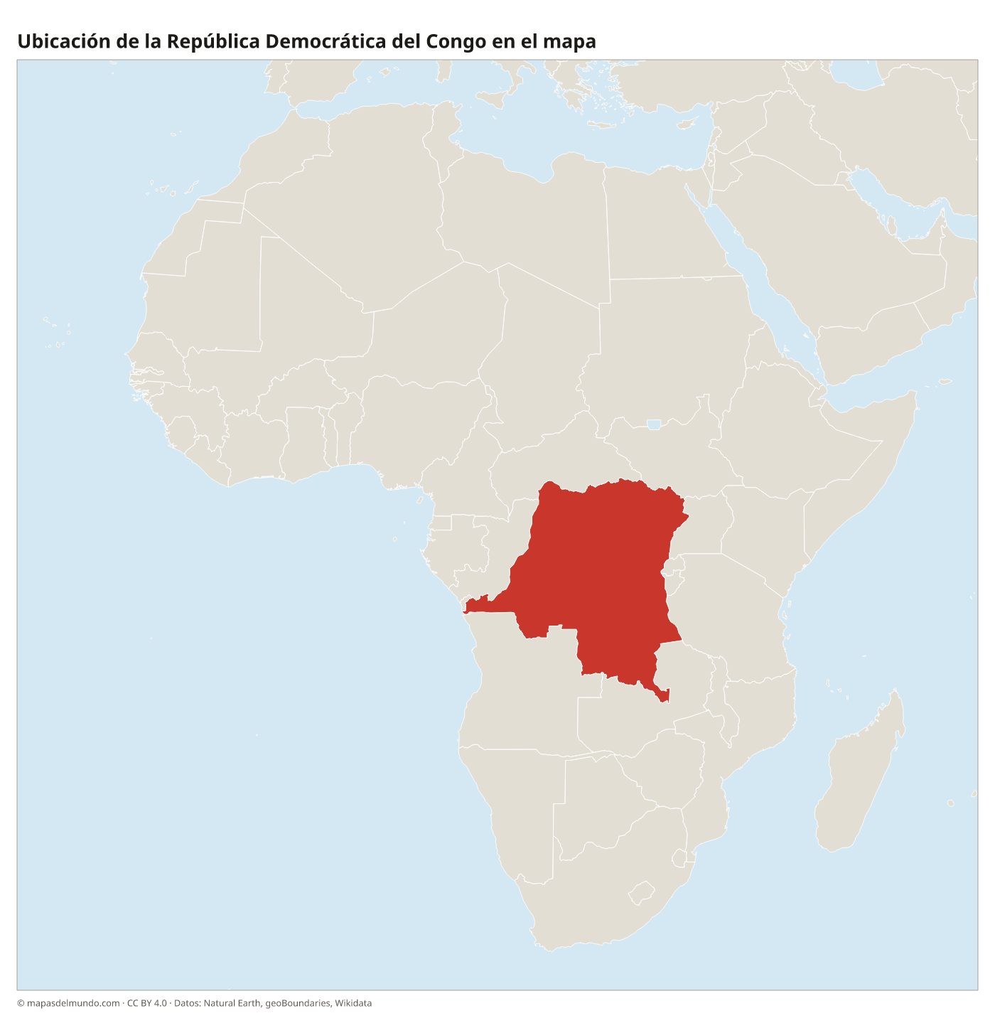 Ubicación de la República Democrática del Congo en el mapa