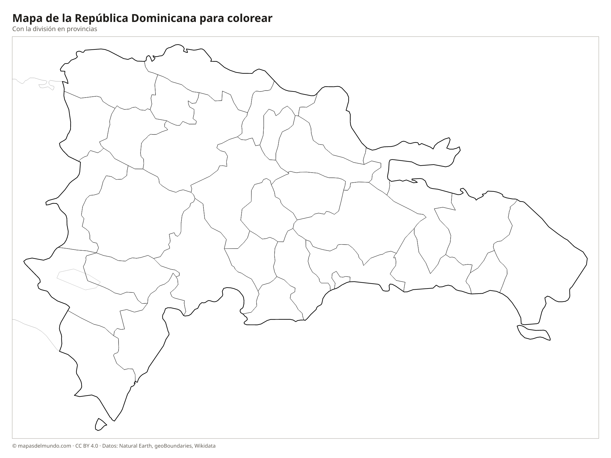 Mapa de la República Dominicana para colorear