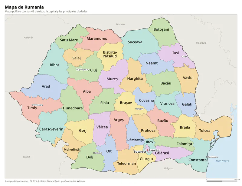 Mapa de Rumania