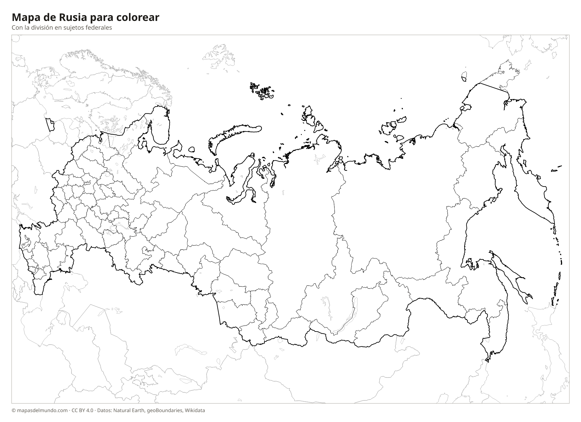 Mapa de Rusia para colorear
