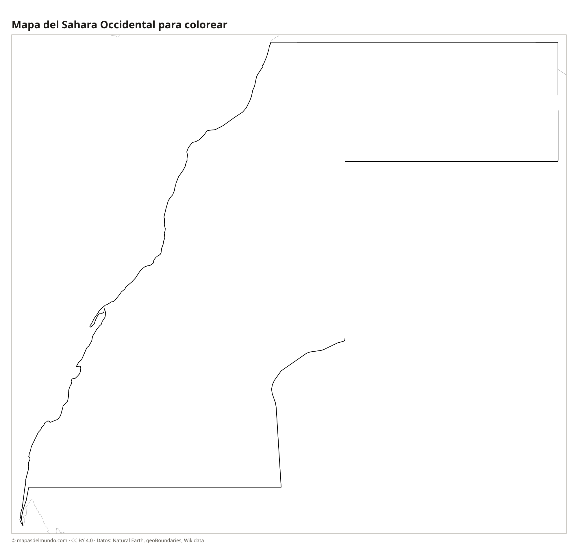 Mapa del Sahara Occidental para colorear