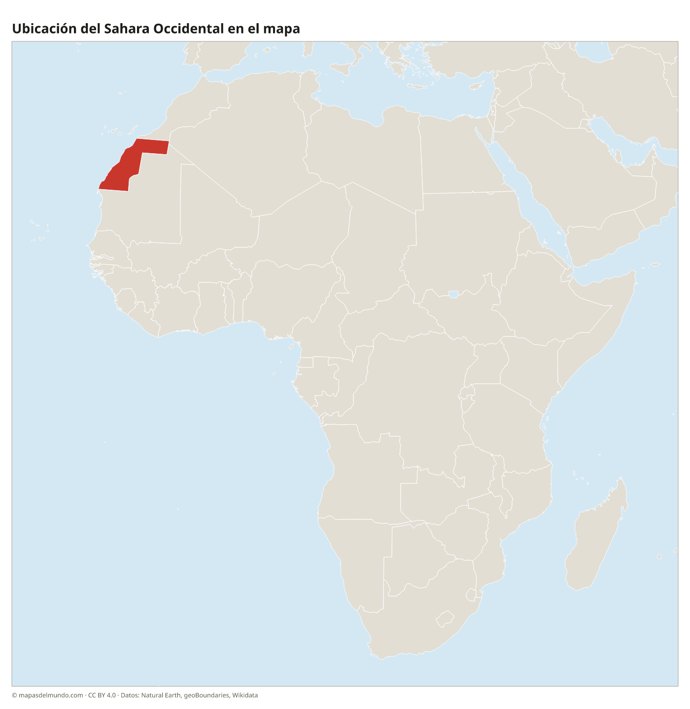 Ubicación del Sahara Occidental en el mapa
