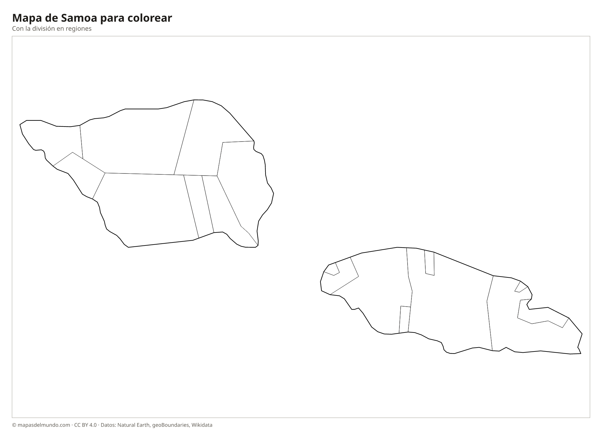 Mapa de Samoa para colorear