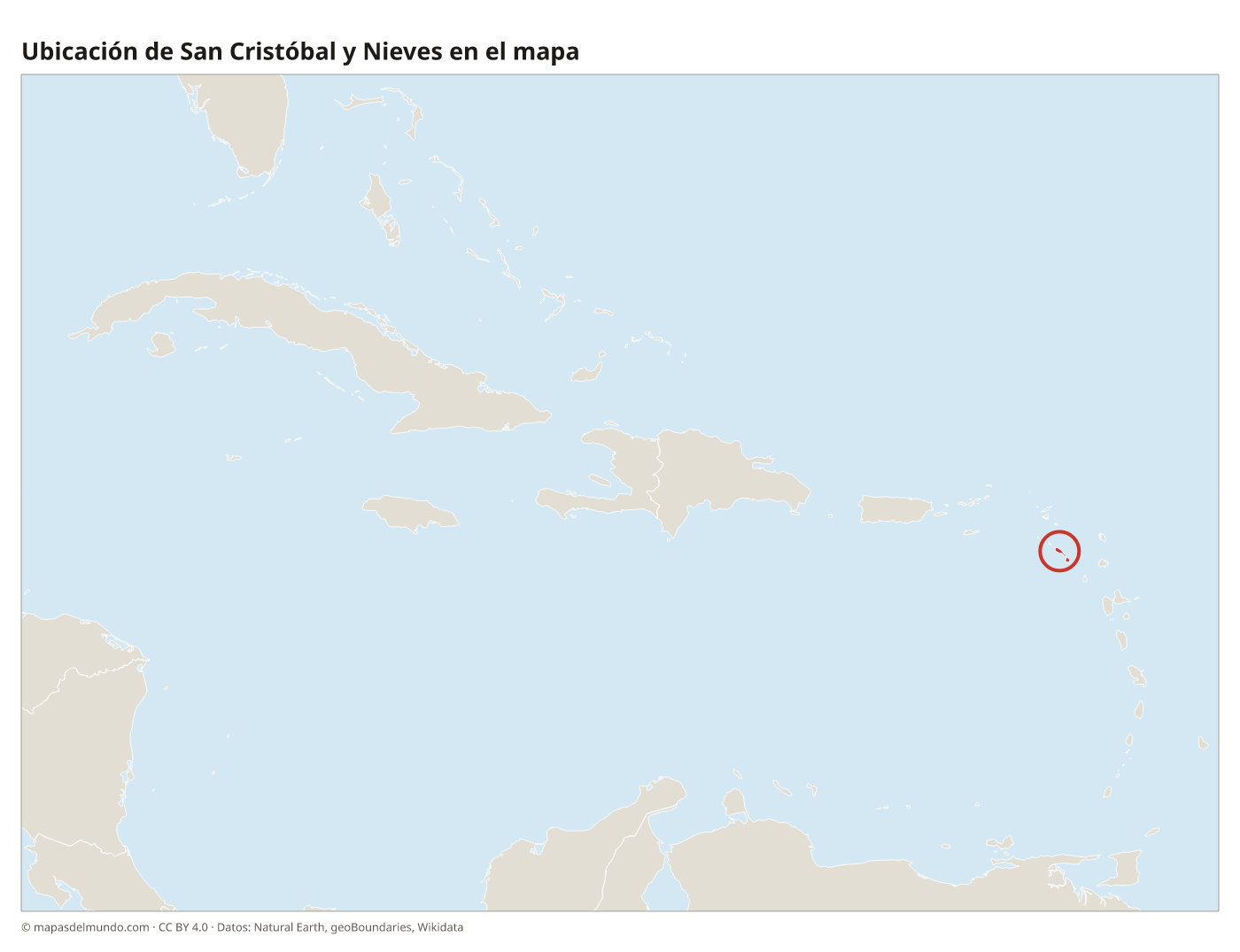 Ubicación de San Cristóbal y Nieves en el mapa