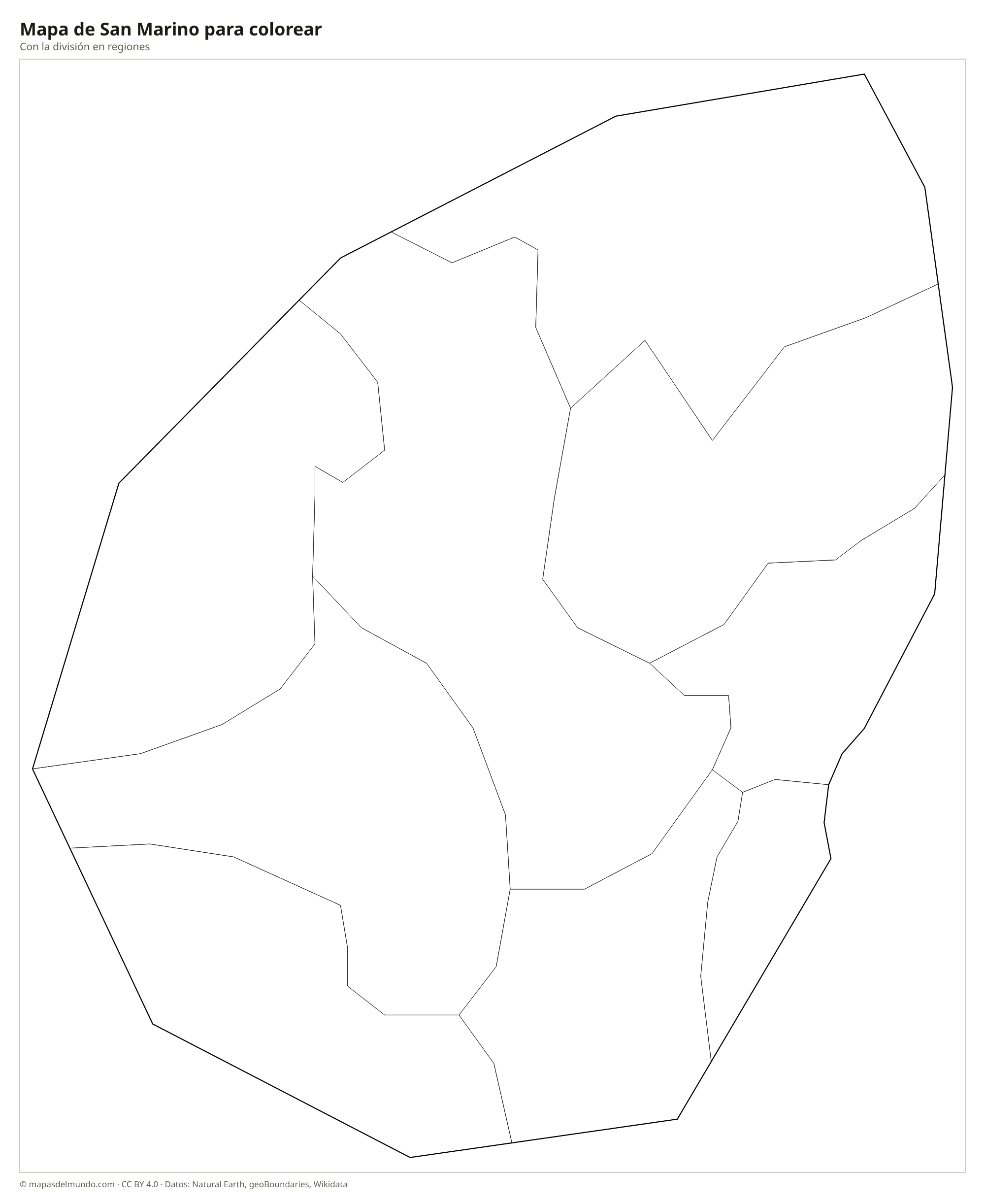 Mapa de San Marino para colorear