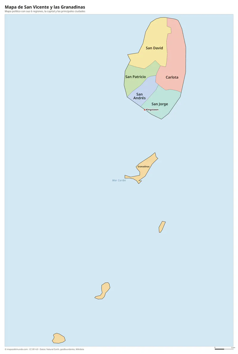 Mapa de San Vicente y las Granadinas