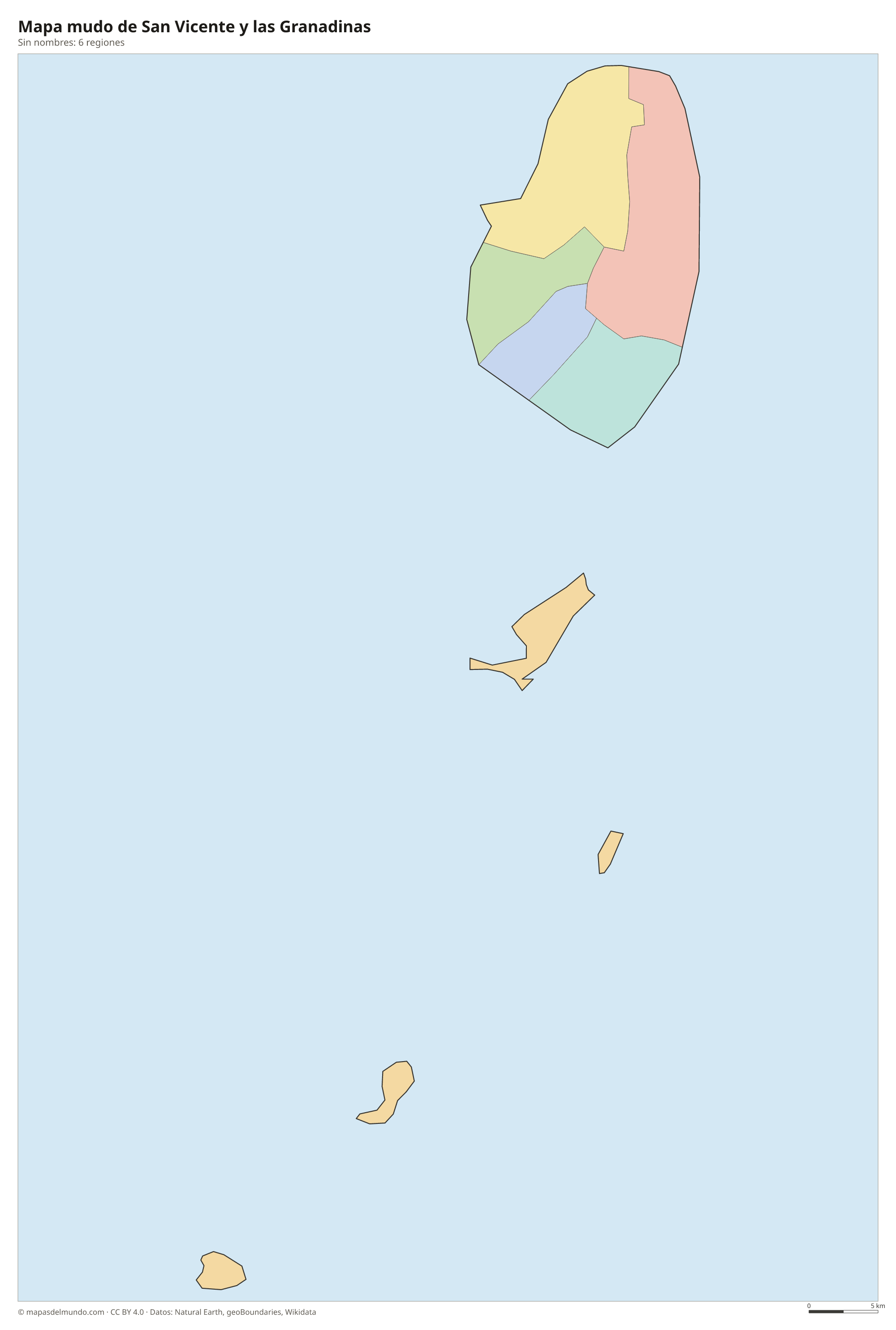 Mapa mudo de San Vicente y las Granadinas sin nombres