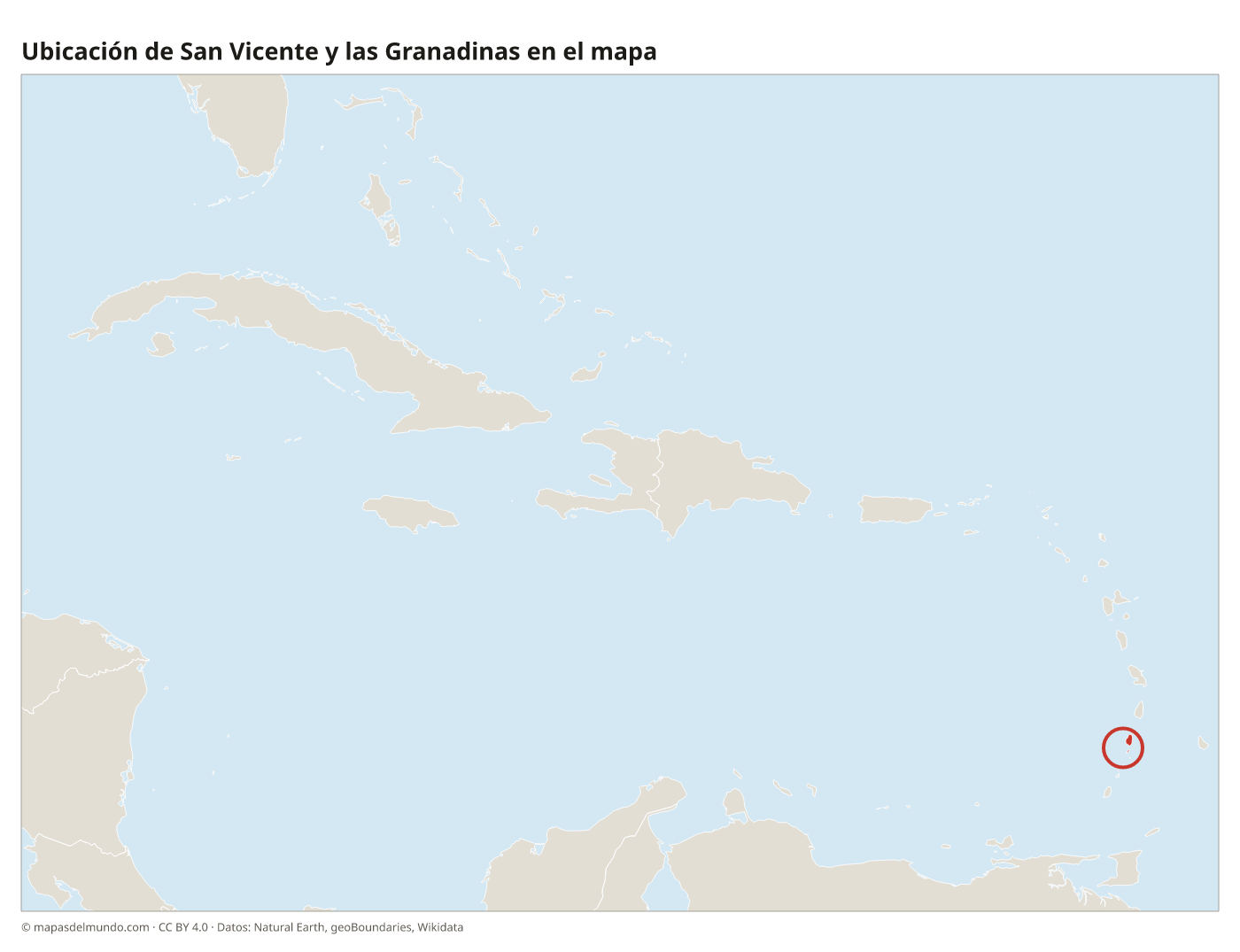 Ubicación de San Vicente y las Granadinas en el mapa