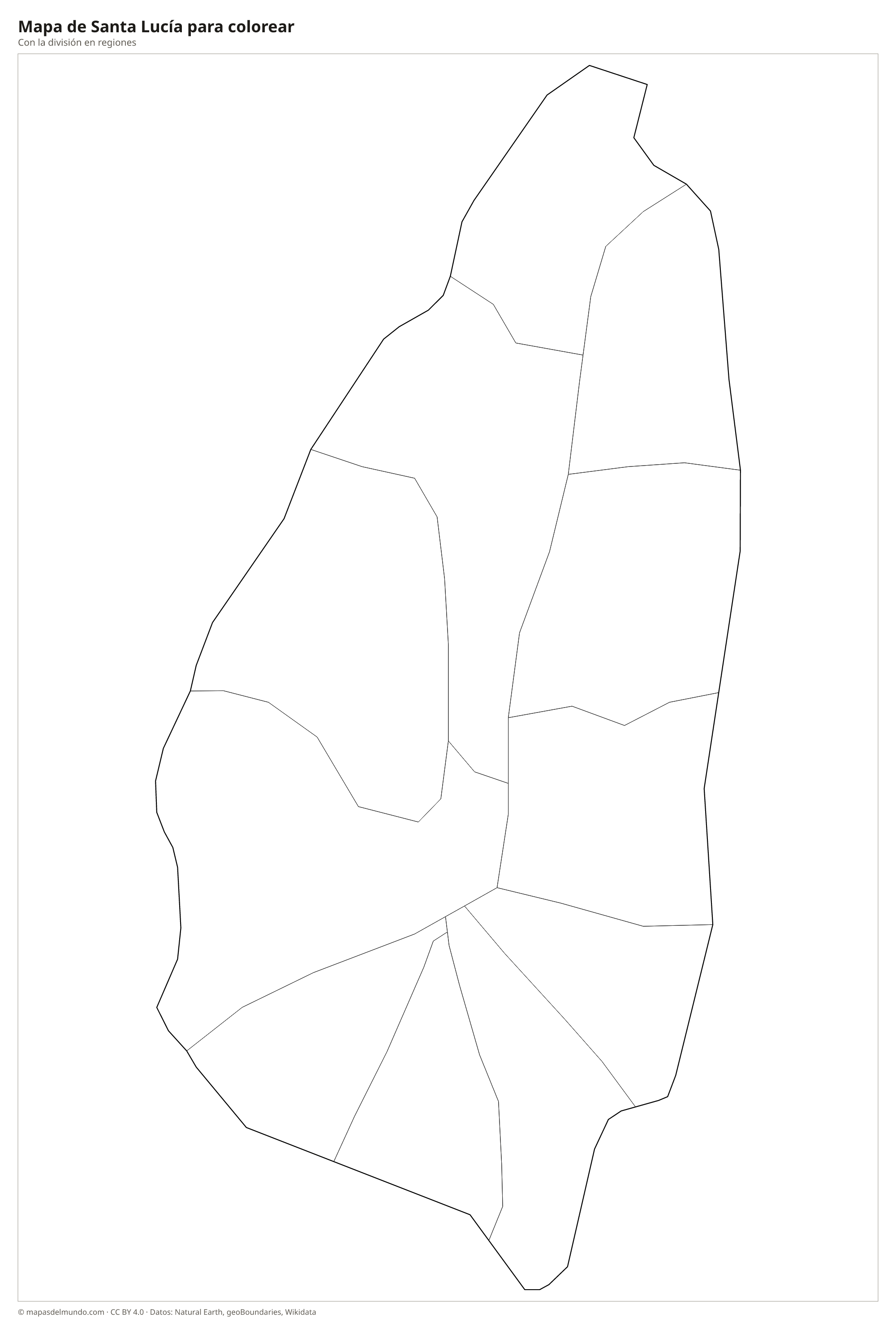 Mapa de Santa Lucía para colorear