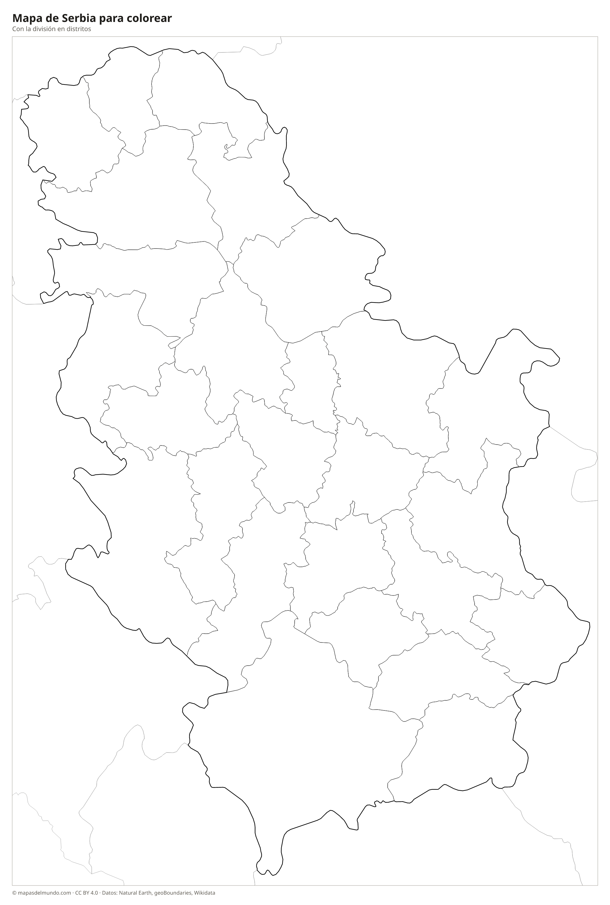 Mapa de Serbia para colorear