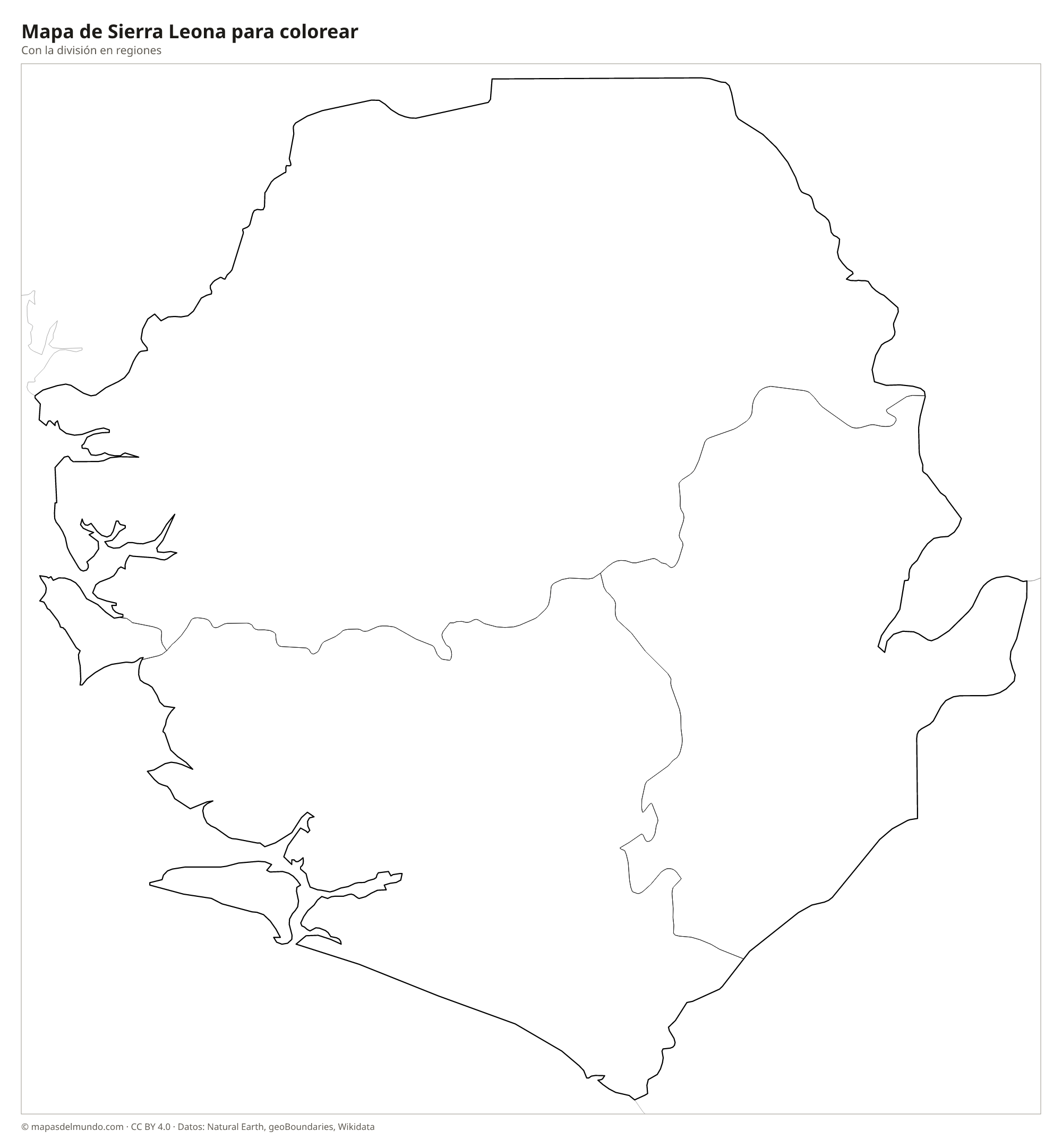 Mapa de Sierra Leona para colorear