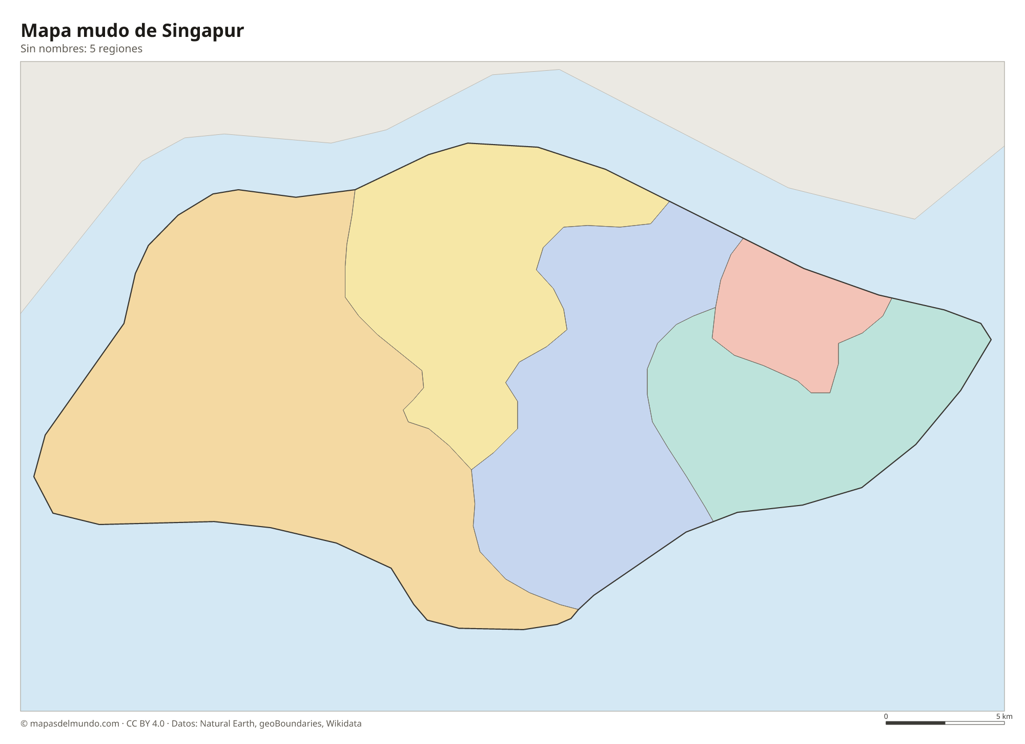 Mapa mudo de Singapur sin nombres