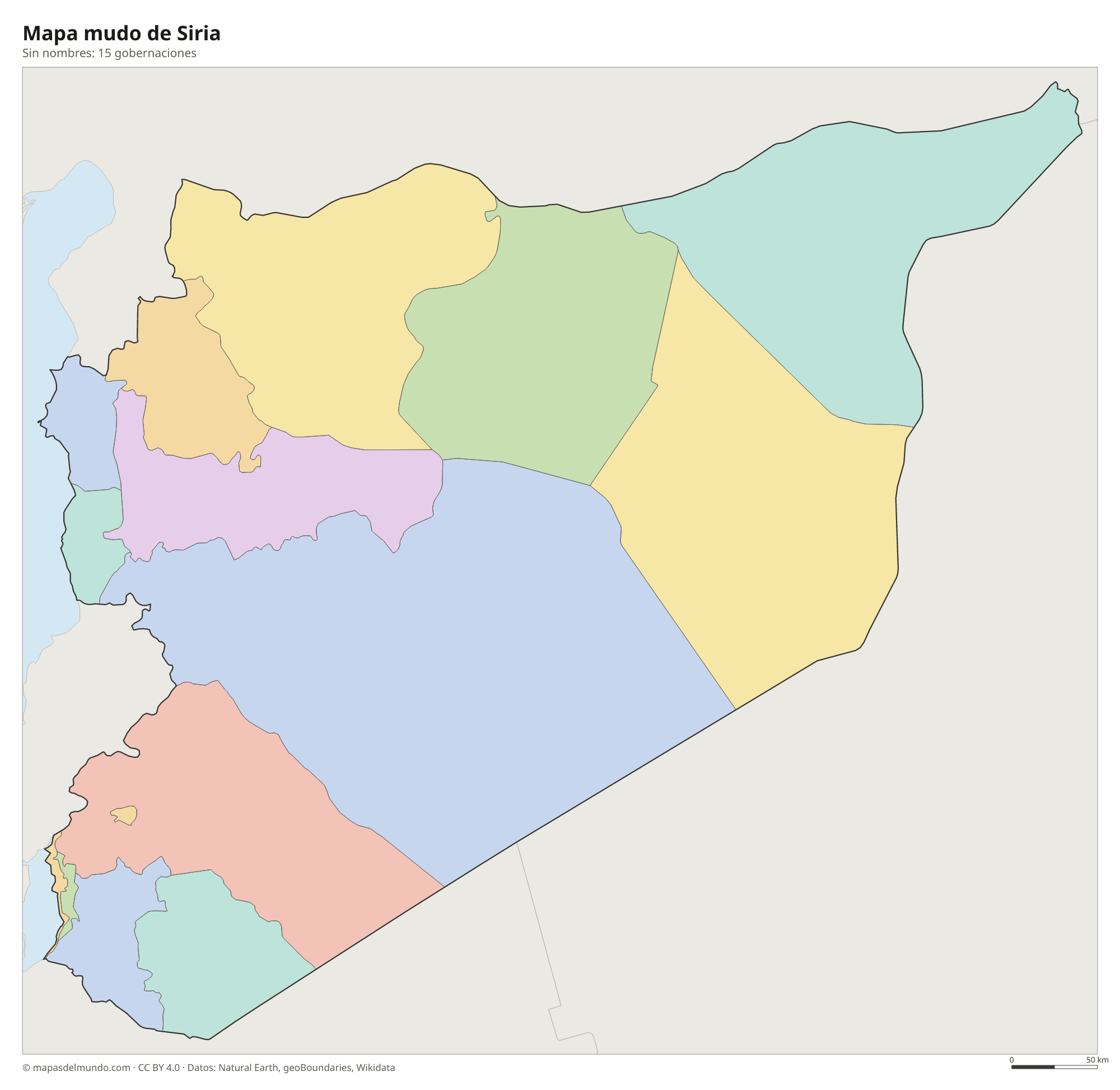 Mapa mudo de Siria sin nombres