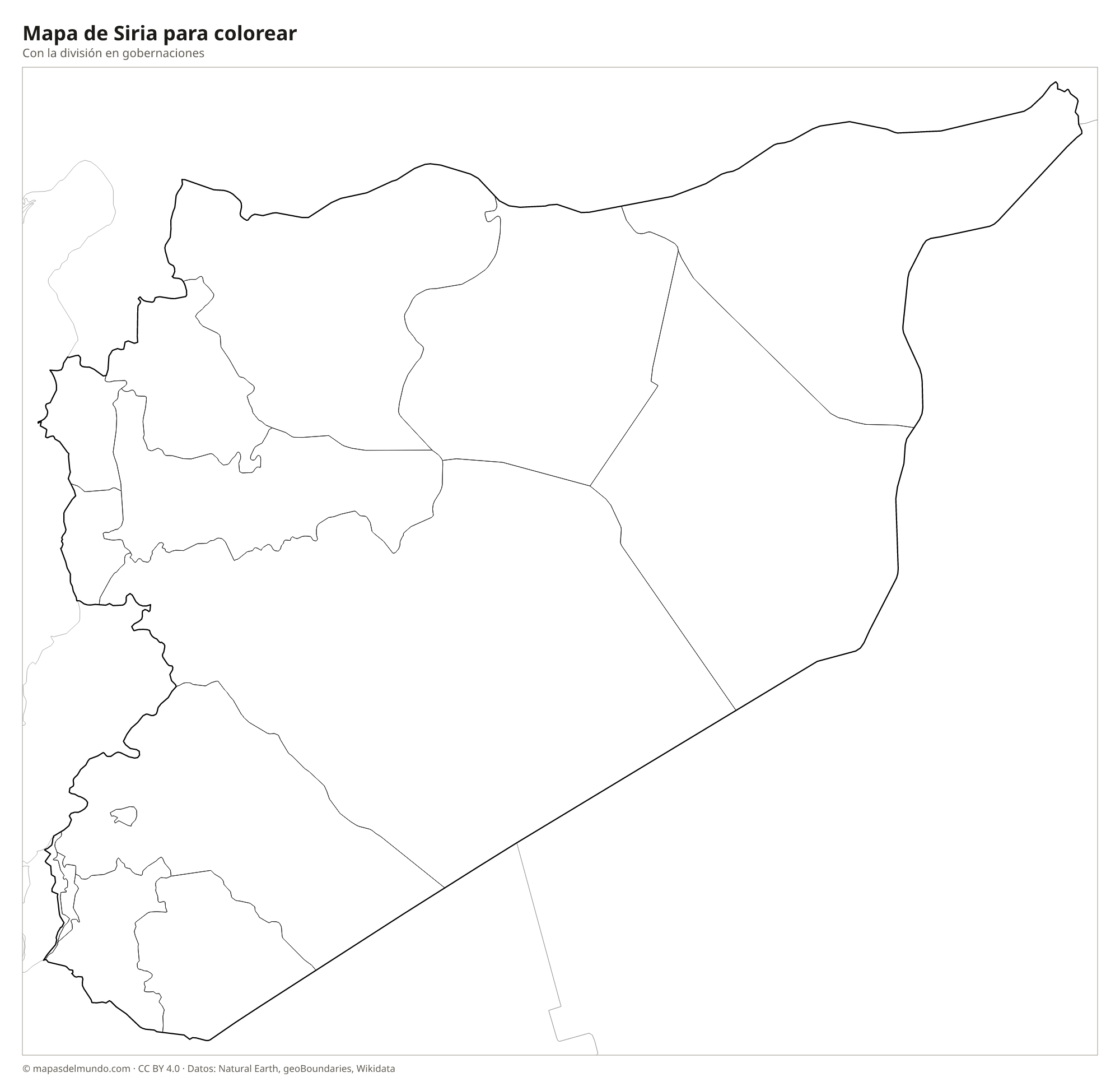 Mapa de Siria para colorear
