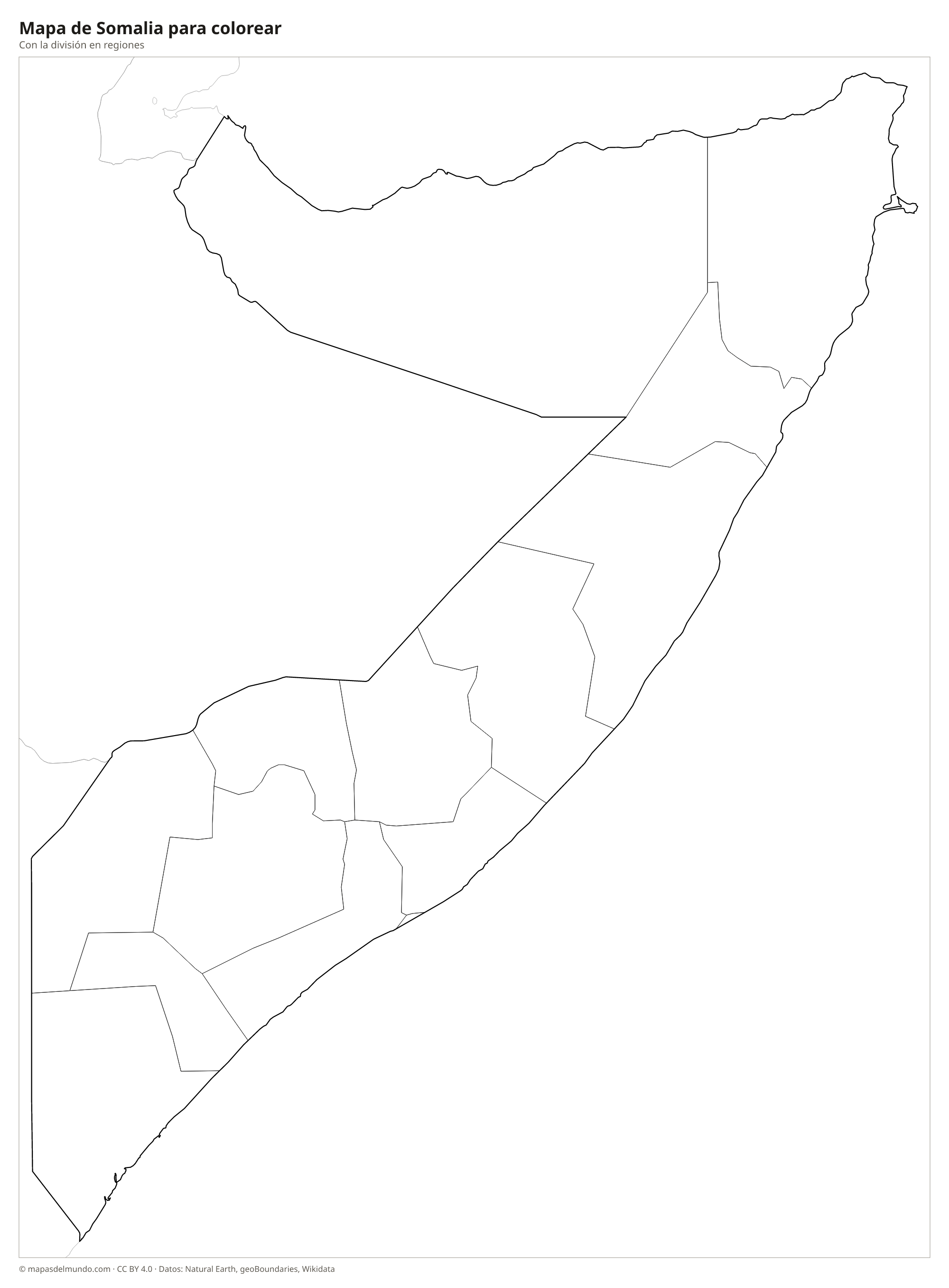 Mapa de Somalia para colorear