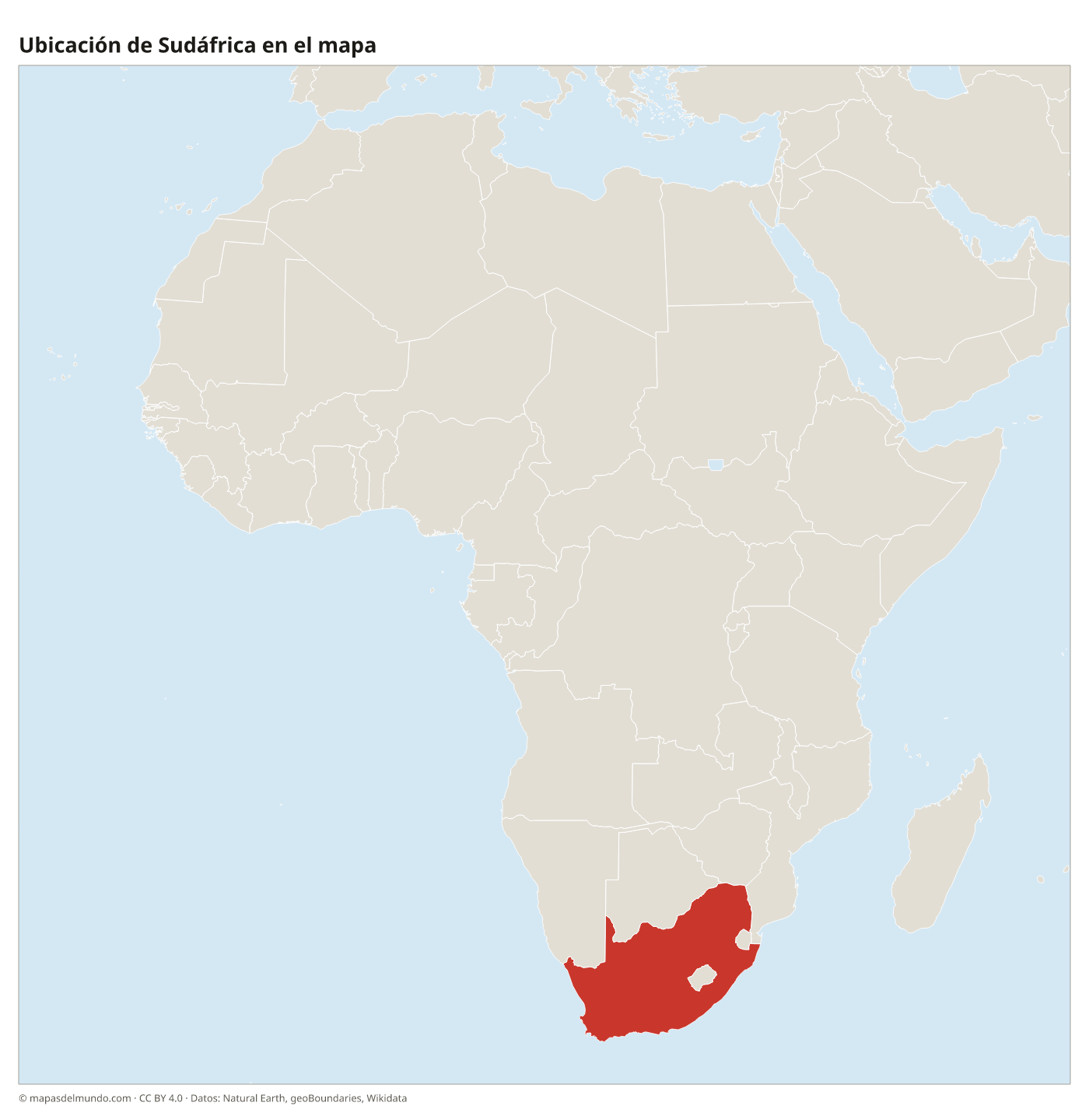 Ubicación de Sudáfrica en el mapa