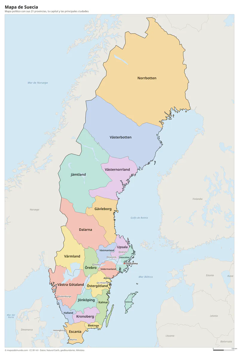 Mapa de Suecia