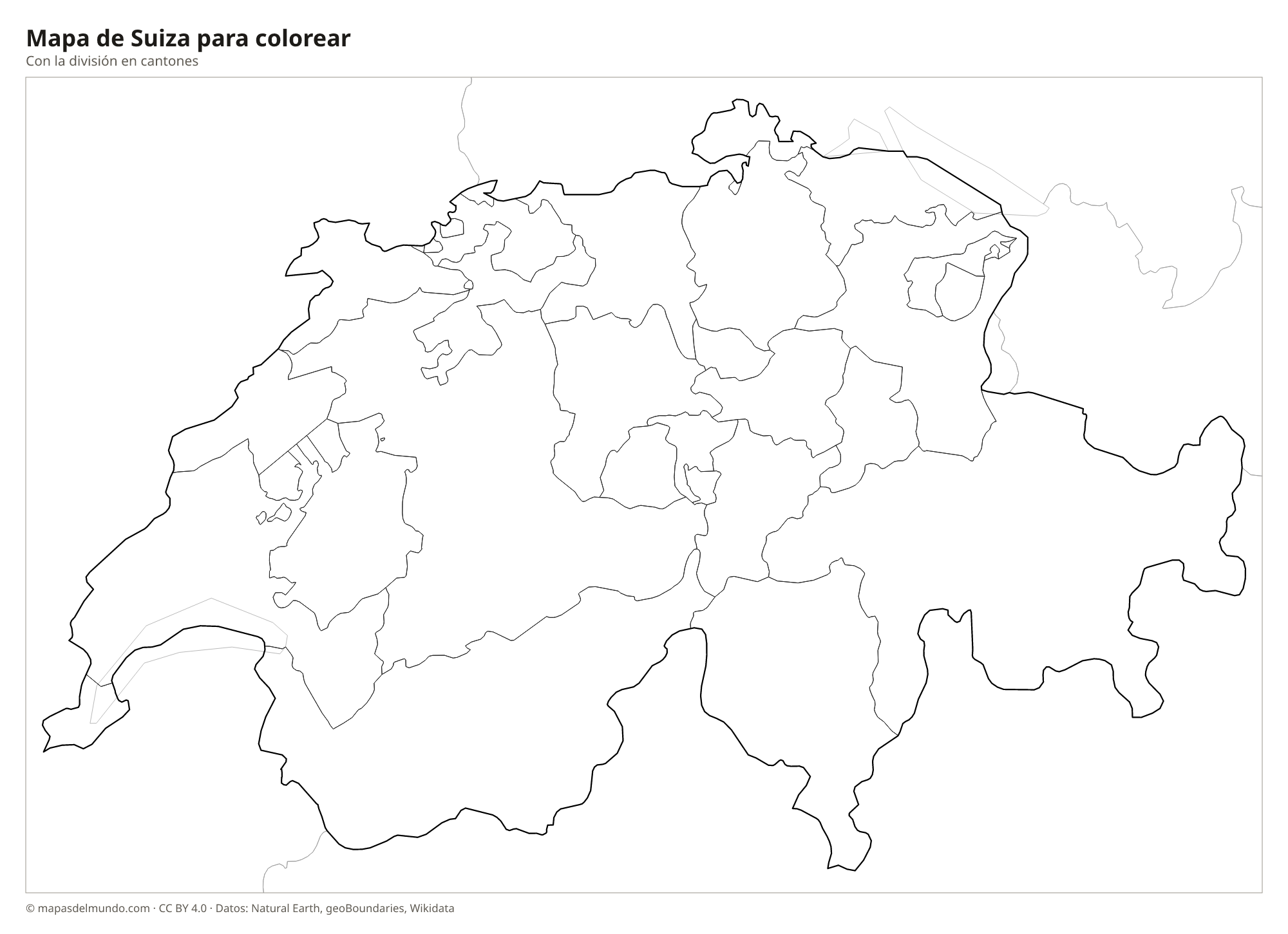 Mapa de Suiza para colorear