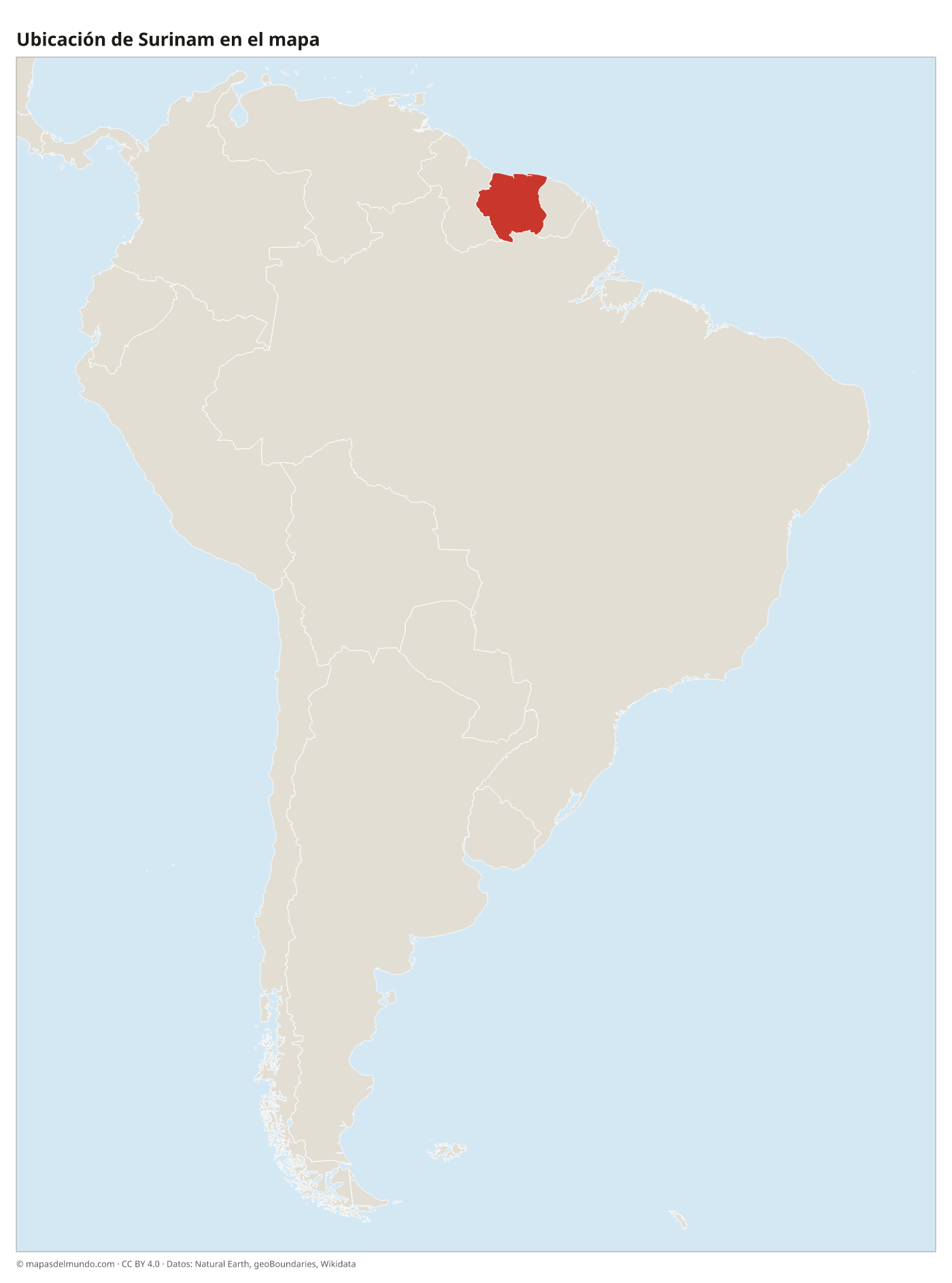 Ubicación de Surinam en el mapa