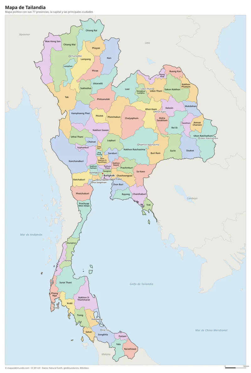 Mapa de Tailandia
