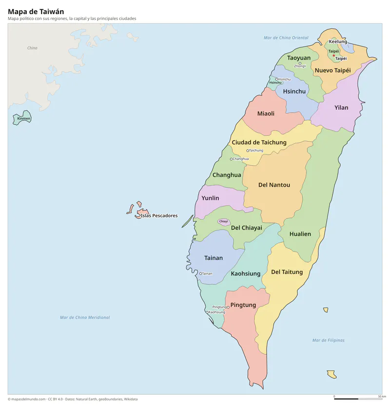 Mapa de Taiwán