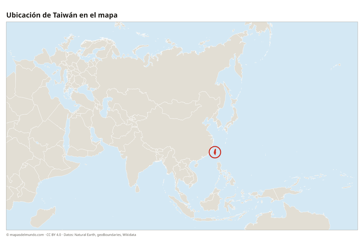Ubicación de Taiwán en el mapa