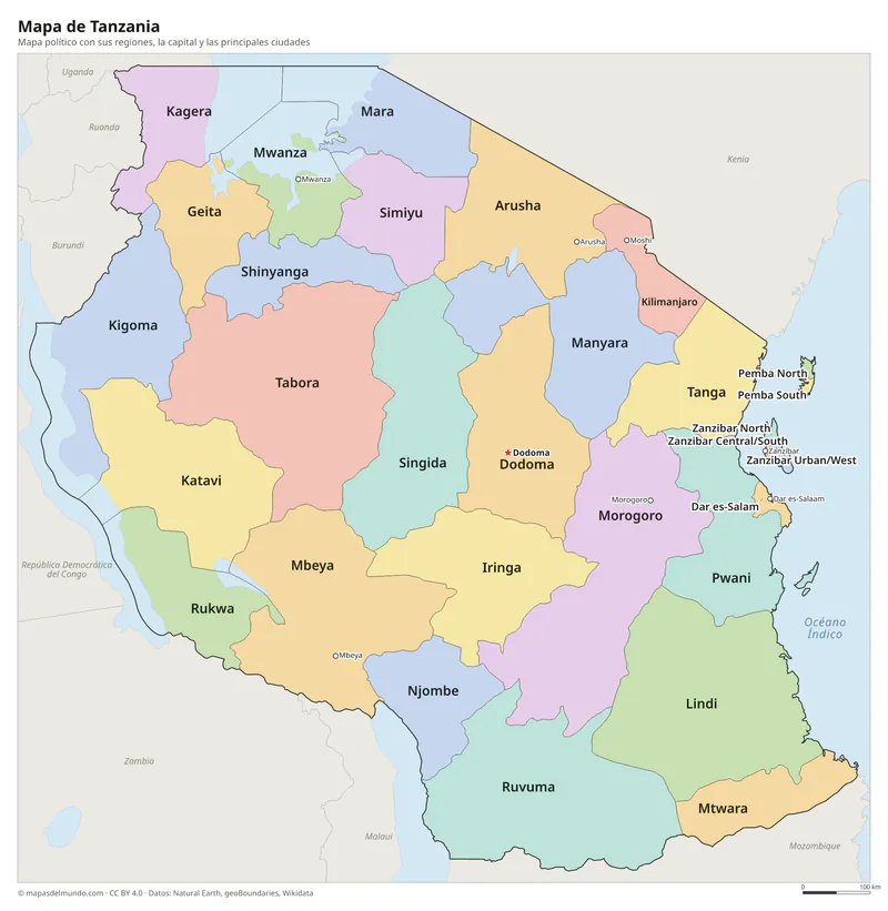 Mapa de Tanzania