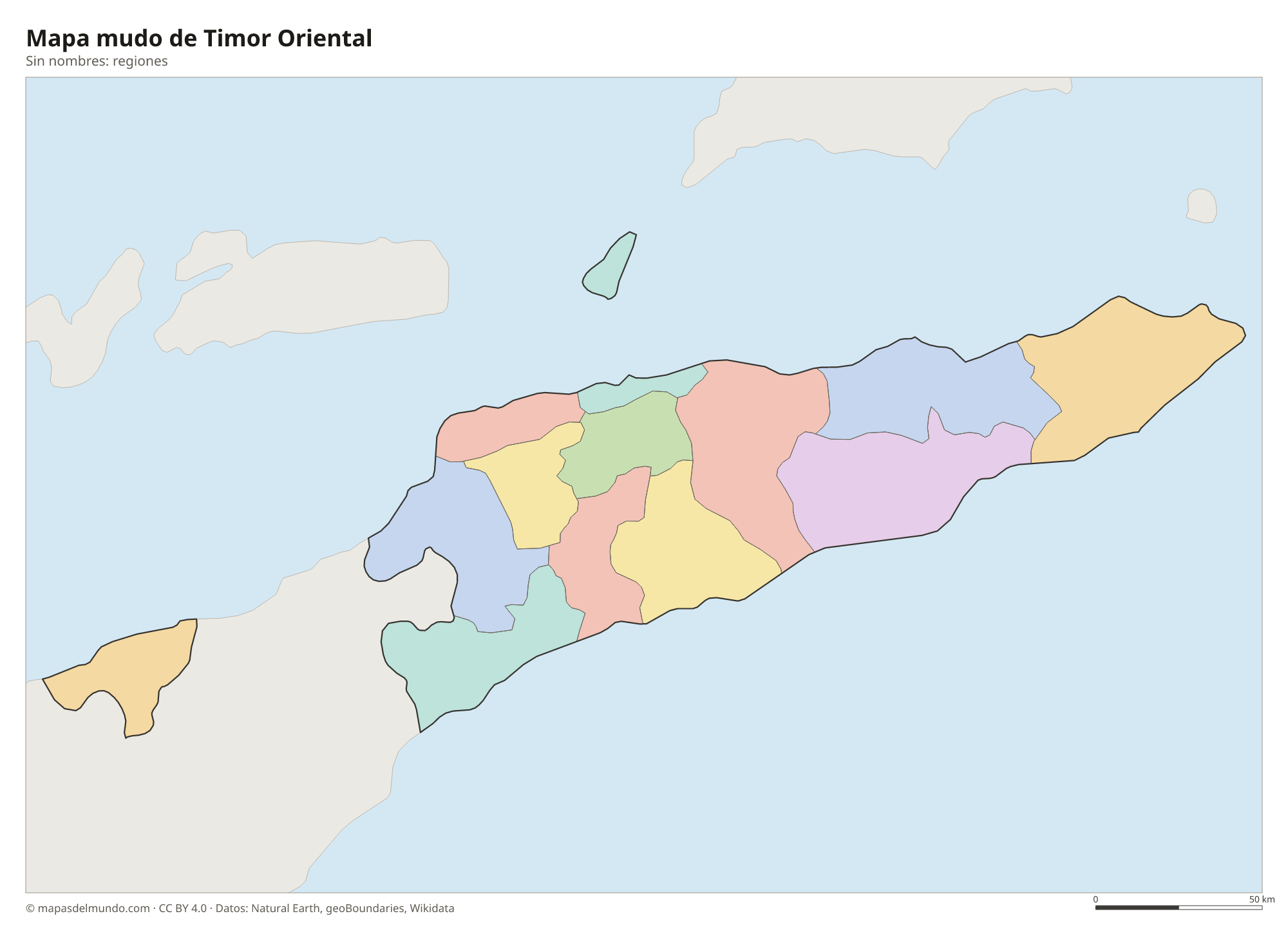 Mapa mudo de Timor Oriental sin nombres