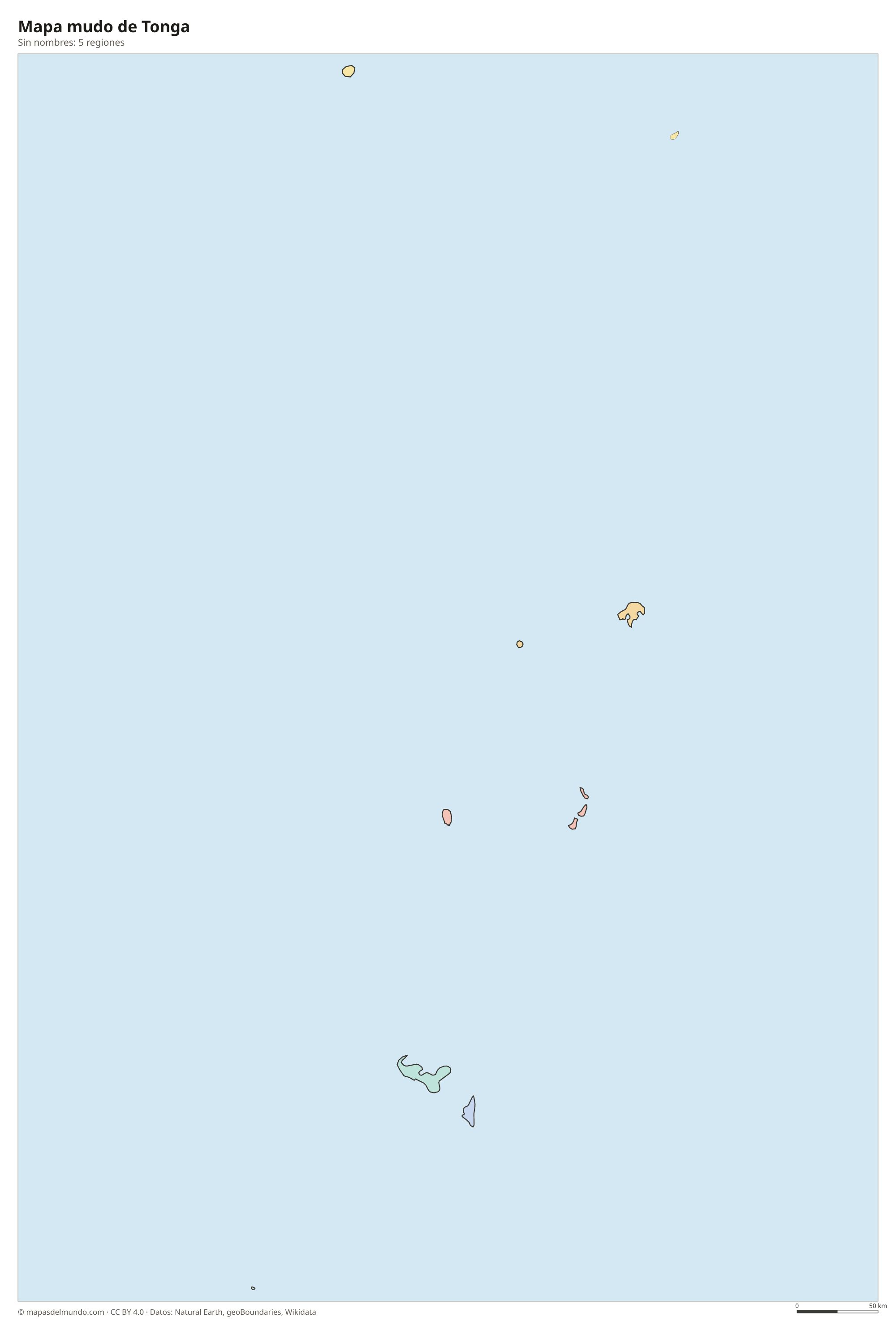 Mapa mudo de Tonga sin nombres