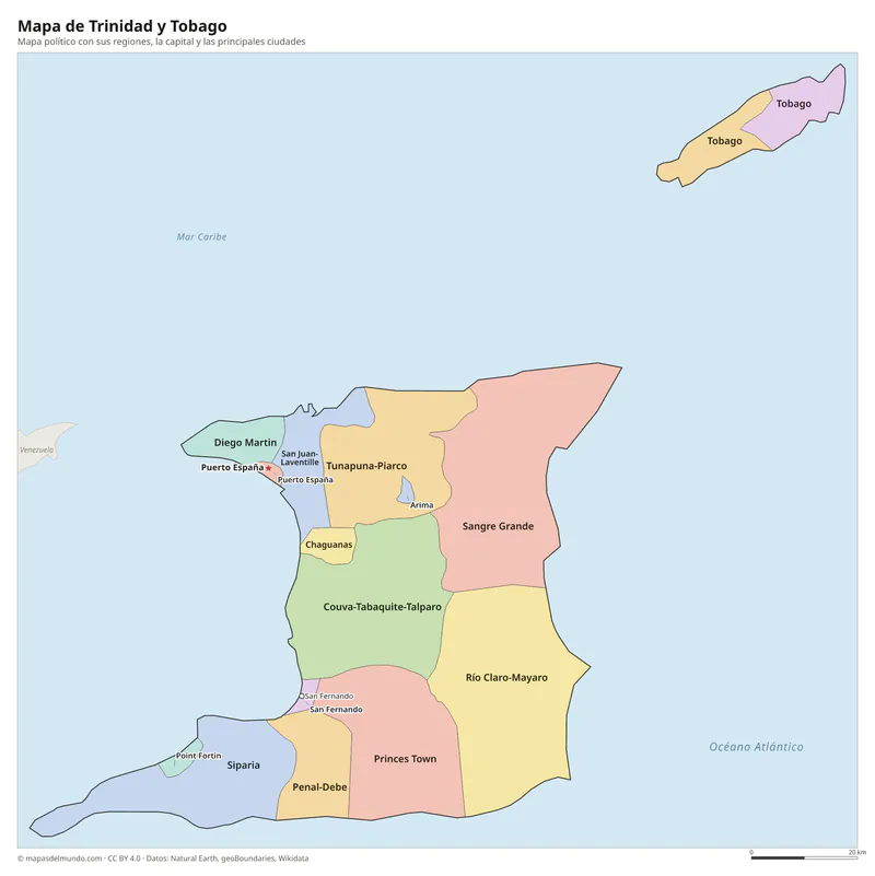 Mapa de Trinidad y Tobago