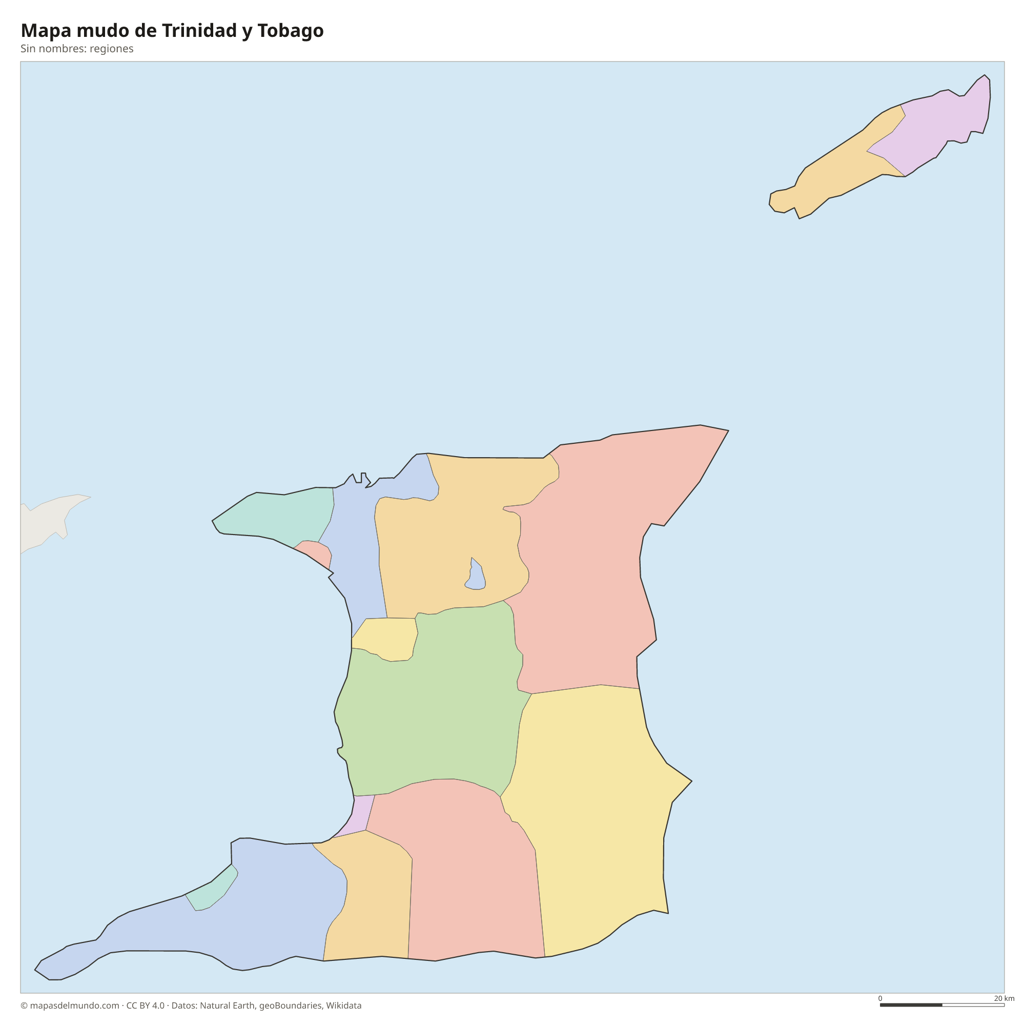 Mapa mudo de Trinidad y Tobago sin nombres