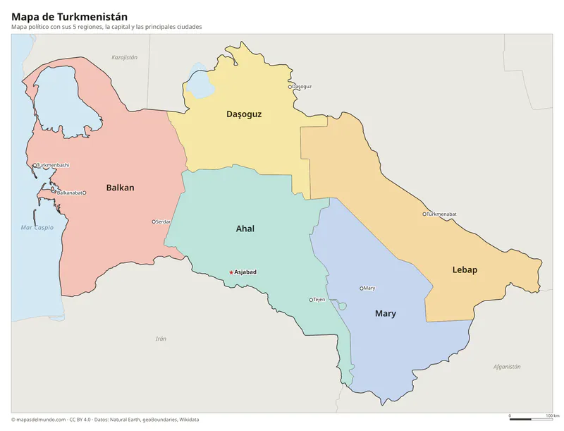 Mapa de Turkmenistán
