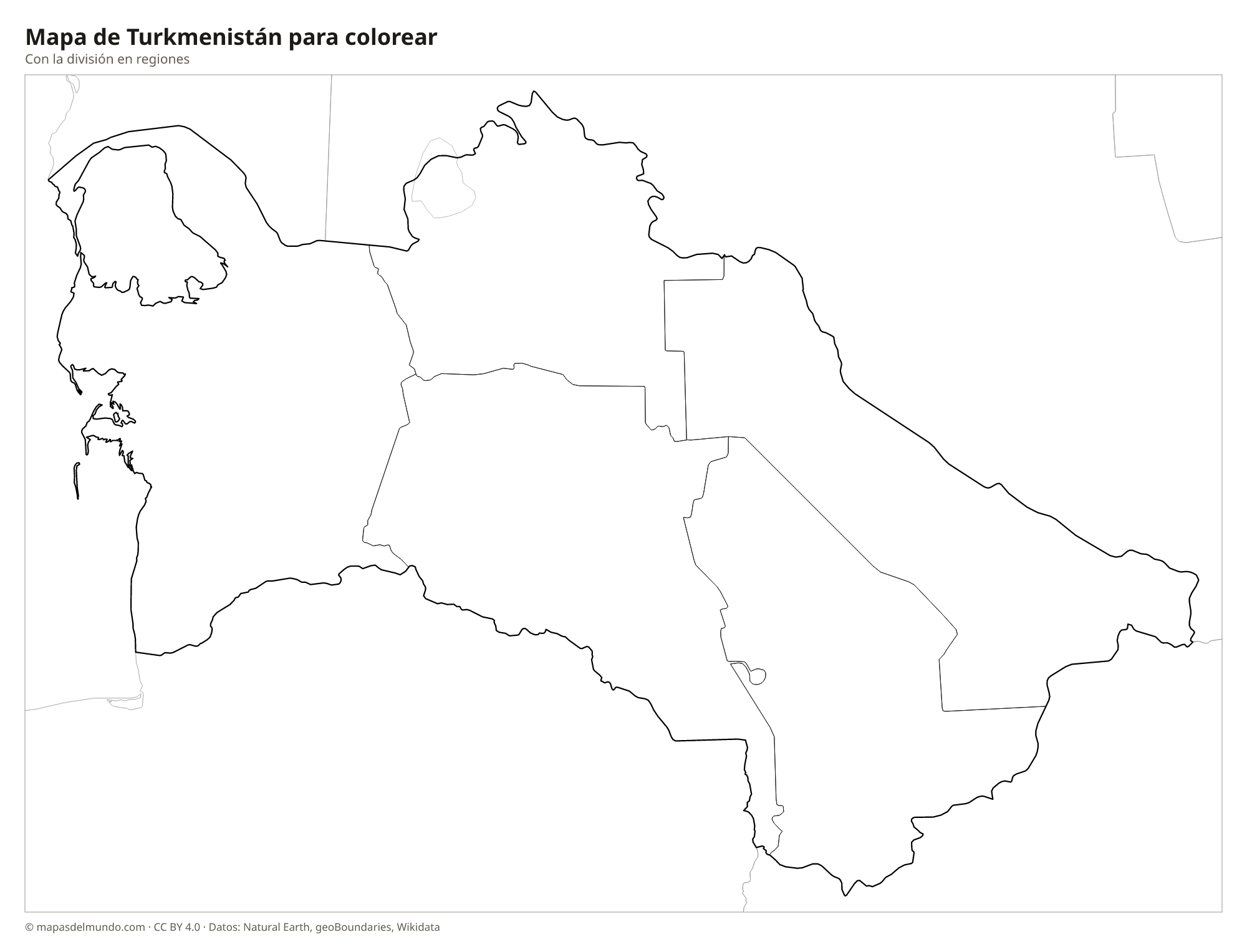Mapa de Turkmenistán para colorear