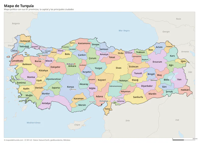 Mapa de Turquía