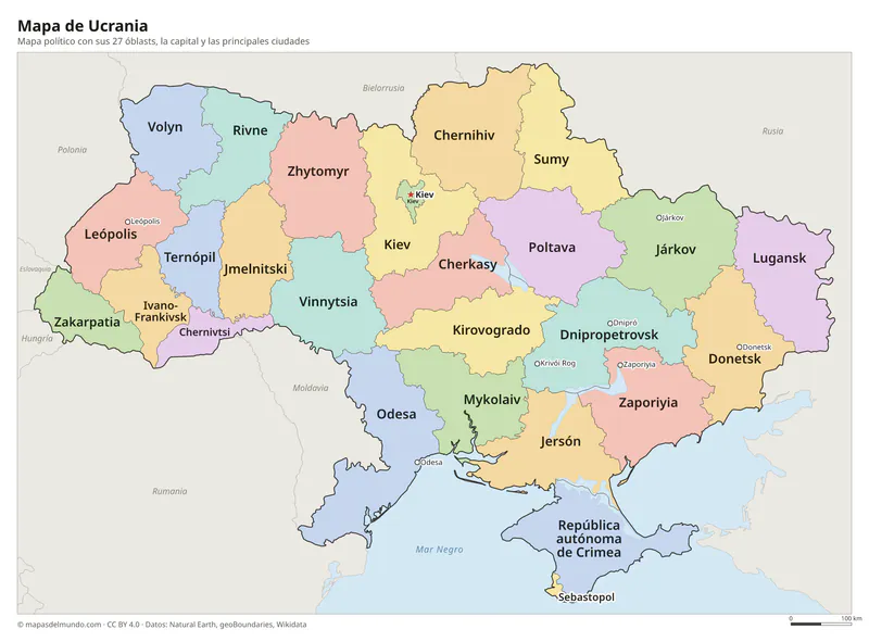 Mapa de Ucrania