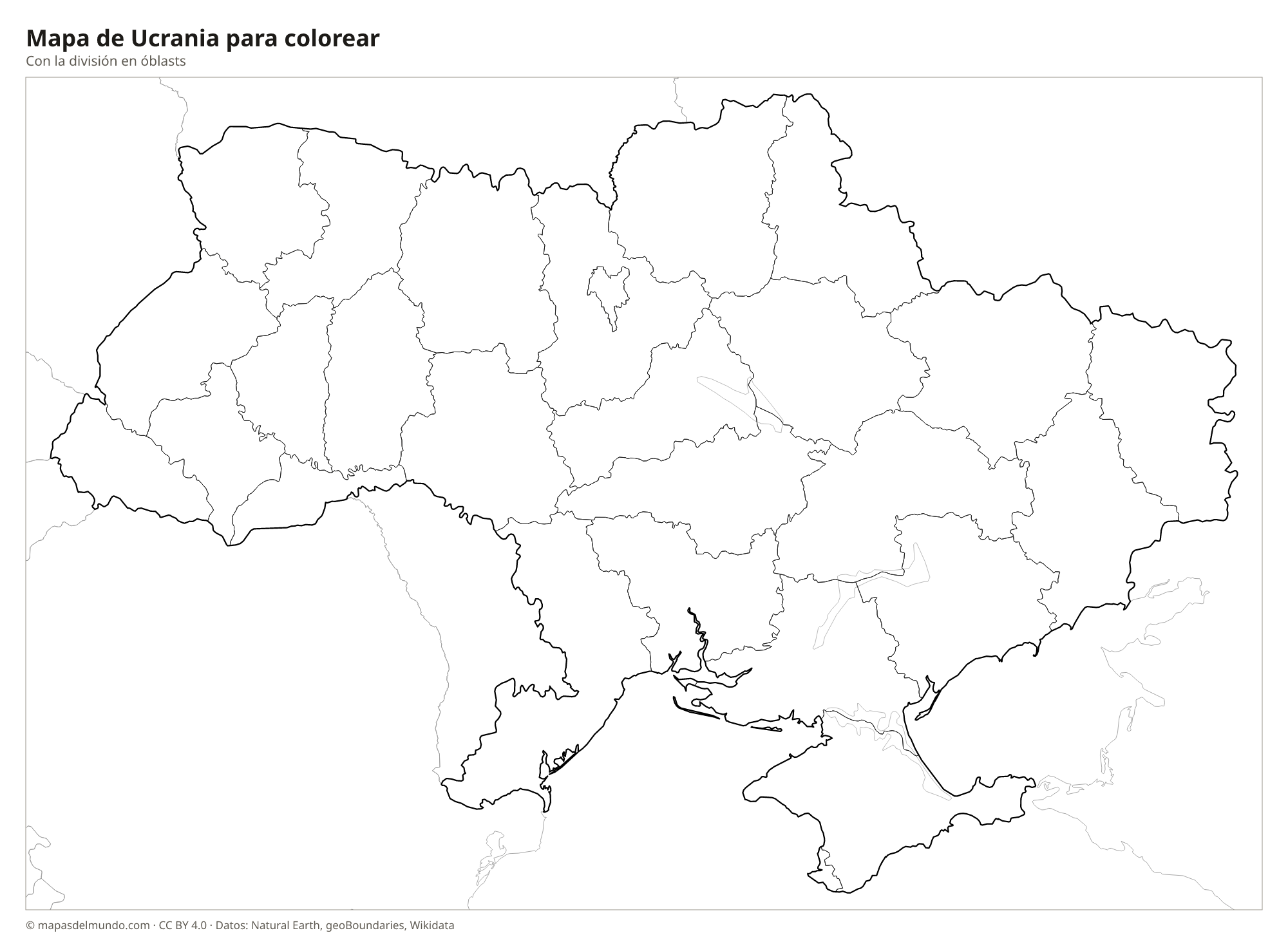 Mapa de Ucrania para colorear