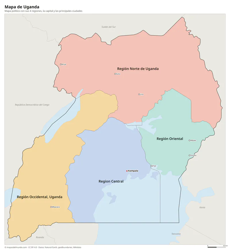 Mapa de Uganda
