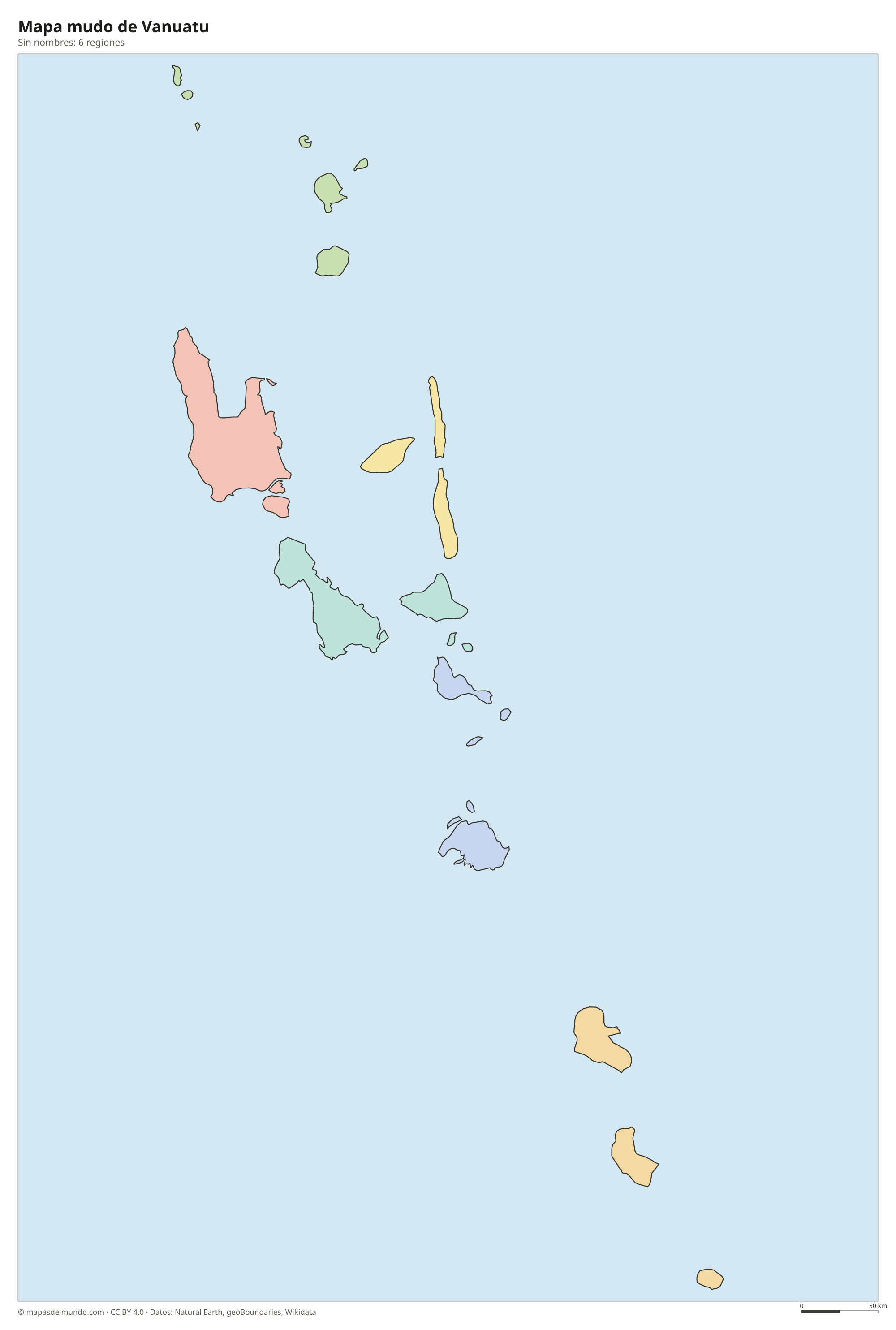 Mapa mudo de Vanuatu sin nombres