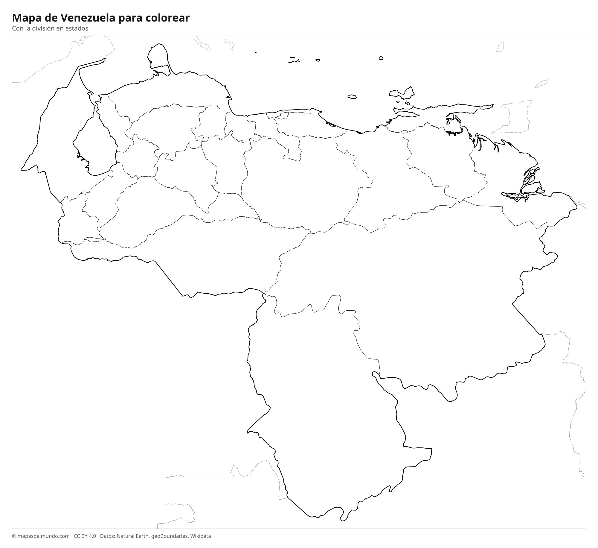 Mapa de Venezuela para colorear