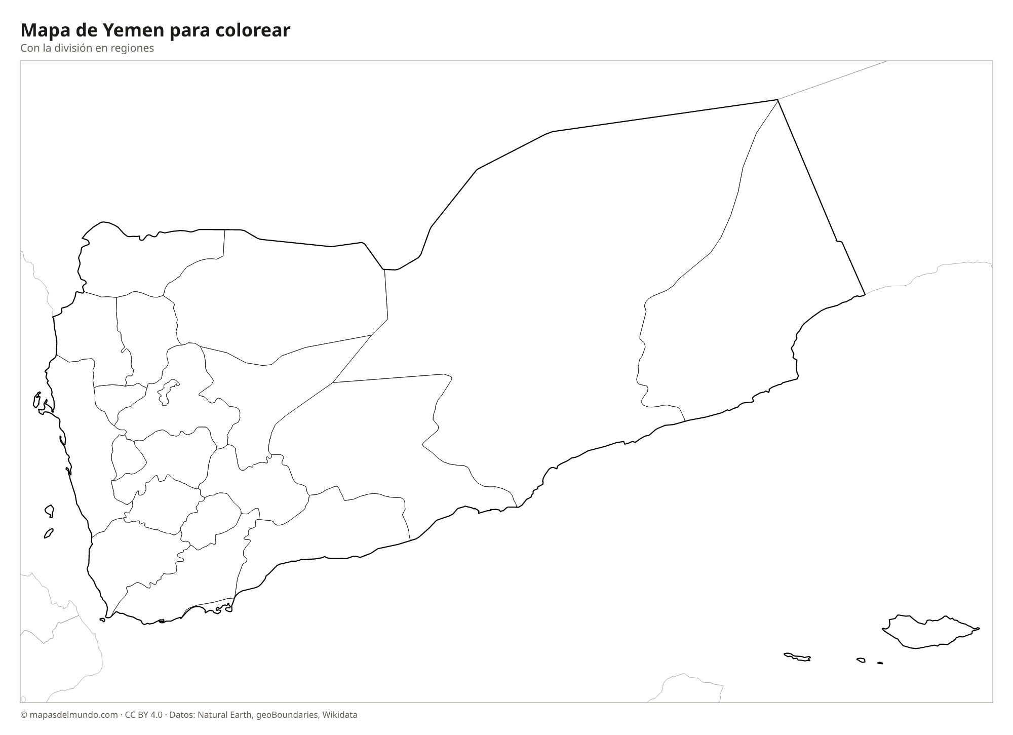 Mapa de Yemen para colorear