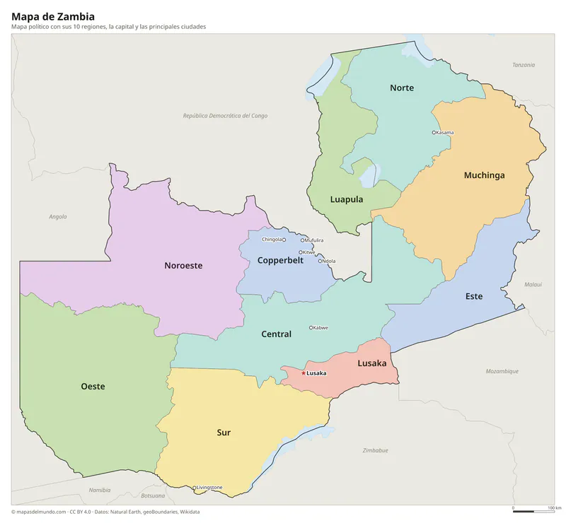 Mapa de Zambia