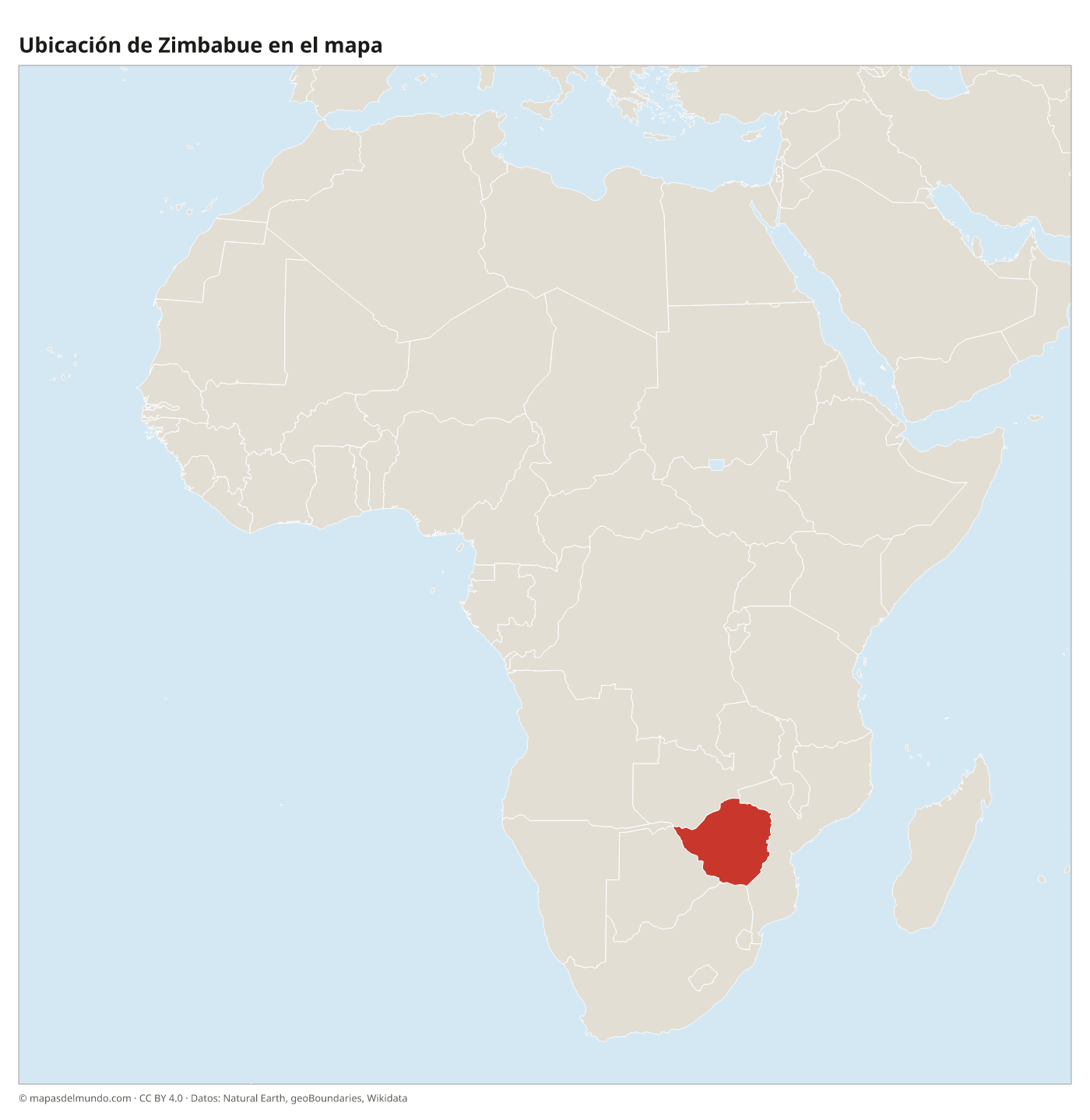 Ubicación de Zimbabue en el mapa